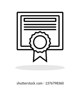 Certificate icon in flat style. Achievement / Award / Grant / Diploma symbol for your web site design, logo, app, UI Vector EPS 10.