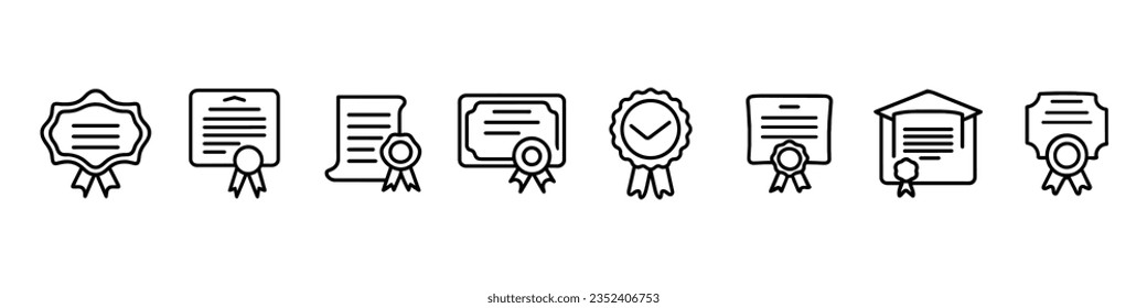 Certificate icon. Certificate icon in flat style. Isolated Diploma Icon Symbol, The diploma icon. Certificate symbol. award Diploma Vector Icons, Certificate icons. Achievement, award, grant