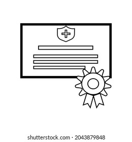 Certificate icon in flat style. License badge vector illustration on white isolated background. Winner medal business concept
