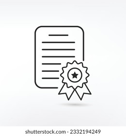 Certificate icon in flat style. License badge vector illustration on white isolated background.