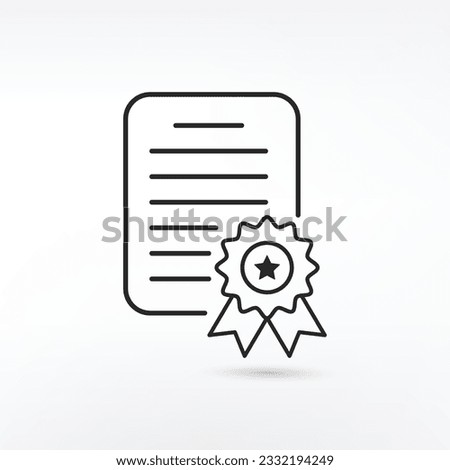 Certificate icon in flat style. License badge vector illustration on white isolated background.