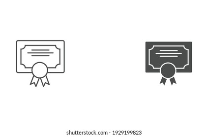 Certificate Icon Flat Style. Winner Certificate Isolated Icon. Award Icon for Apps. Diploma Illustration. Certificate Icon. Diploma sing Template.