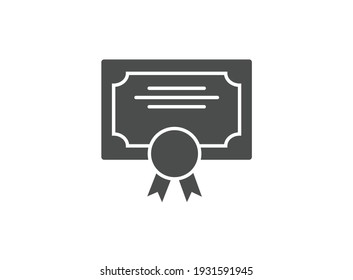 Certificate Icon Flat Style. Winner Certificate Isolated Icon. Award Icon for Apps. Diploma Illustration. Certificate Icon. Diploma sing Template.