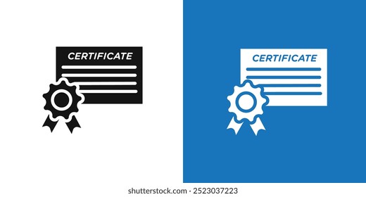 Certificate icon Flat vector set outline