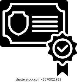 Certificate Icon Glyph Vector Illustration