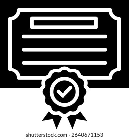 Certificate Icon Glyph Vector Illustration