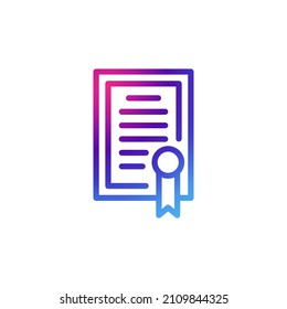 Certificate icon with gradient purple effect.