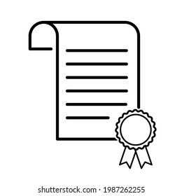 certificate icon illustration with outline style
