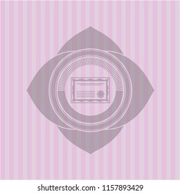 certificate icon inside badge with pink background