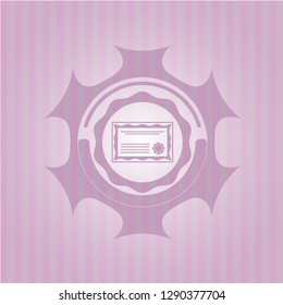certificate icon inside badge with pink background