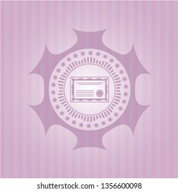 certificate icon inside badge with pink background