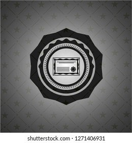 certificate icon inside black emblem. Vintage.