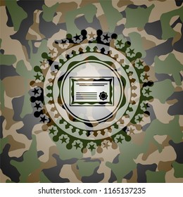 certificate icon inside camo emblem