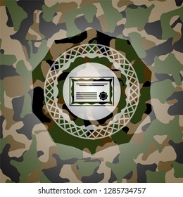 certificate icon inside camo emblem