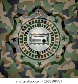 certificate icon inside camouflage emblem