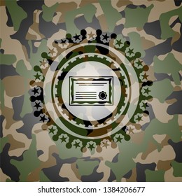 certificate icon inside camouflaged emblem