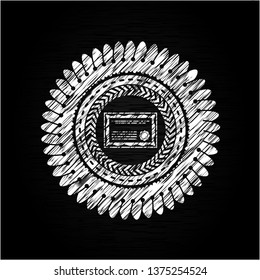 certificate icon inside chalk emblem