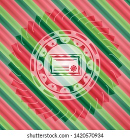 certificate icon inside christmas badge background.