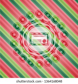 certificate icon inside christmas style badge..