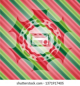 certificate icon inside christmas style badge..