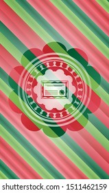 certificate icon inside christmas style emblem.