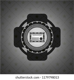 certificate icon inside dark badge or emblem
