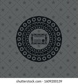 certificate icon inside dark badge or emblem