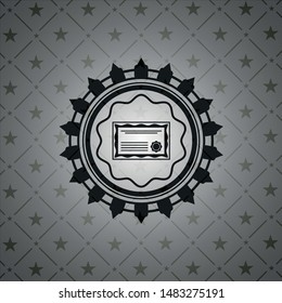 certificate icon inside dark emblem