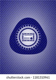 certificate icon inside denim background