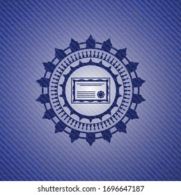 certificate icon inside emblem with jean texture