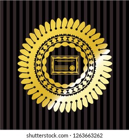 certificate icon inside gold shiny emblem