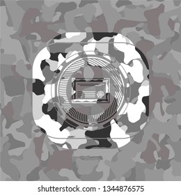 certificate icon inside grey camouflaged emblem