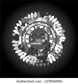certificate icon inside grey camouflaged emblem