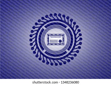certificate icon inside jean background