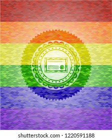 certificate icon inside lgbt colors emblem 