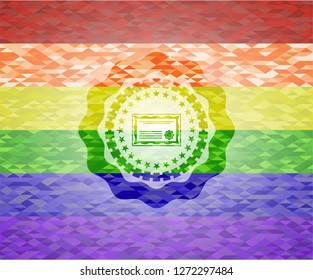 certificate icon inside lgbt colors emblem 