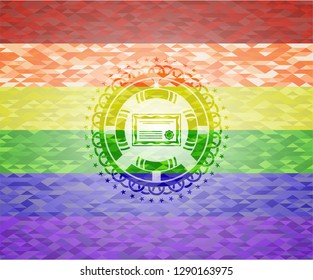 certificate icon inside lgbt colors emblem 