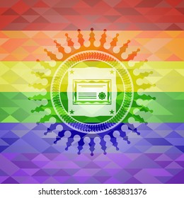 certificate icon inside lgbt colors emblem 