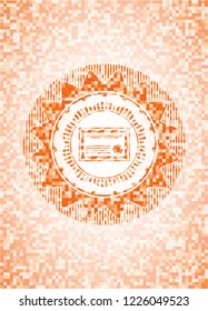 certificate icon inside orange mosaic emblem