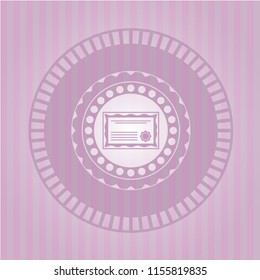 certificate icon inside pink emblem
