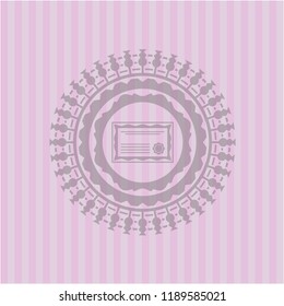 certificate icon inside pink emblem