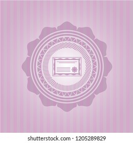certificate icon inside pink emblem
