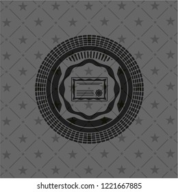 certificate icon inside realistic black emblem