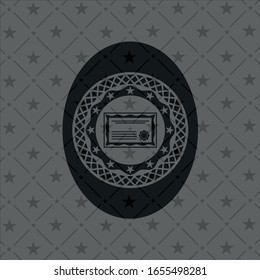 certificate icon inside realistic dark emblem