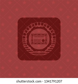 certificate icon inside realistic red emblem