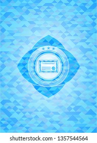 certificate icon inside realistic sky blue mosaic emblem
