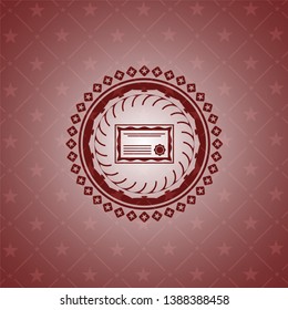 certificate icon inside red icon or emblem