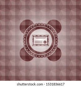 certificate icon inside red seamless geometric badge.
