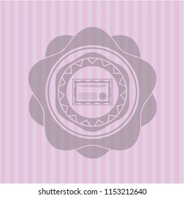 certificate icon inside retro pink emblem
