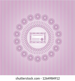 certificate icon inside retro pink emblem
